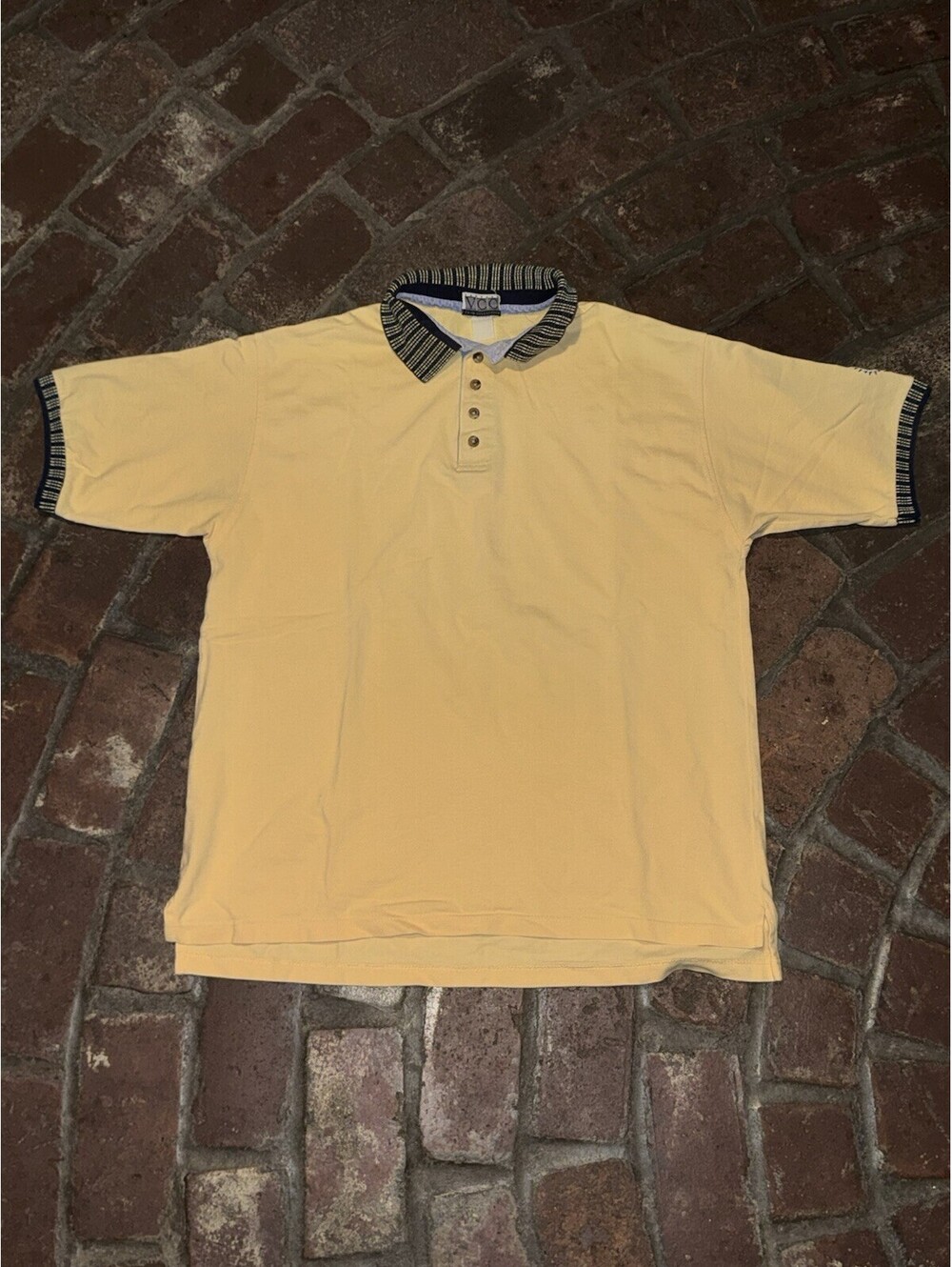 VTG 90’s Kraft Employees Yellow Polo Shirt By Vantage Club Collection 24”PtP 29L